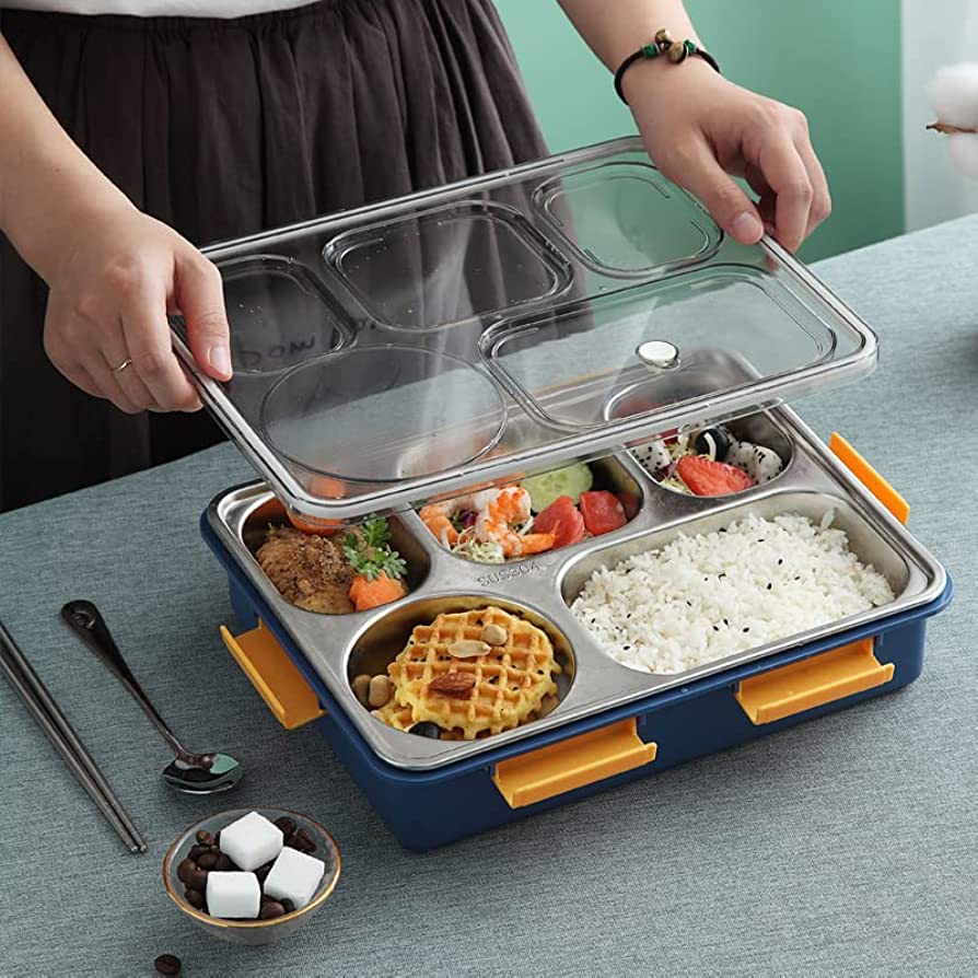 Leak Proof 5 Compartment Stainless Steel Lunch Boxes